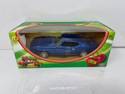 Motormax Fresh Cherries 1971 Ford Mustang Sportsroof Blue 1:24 Diecast