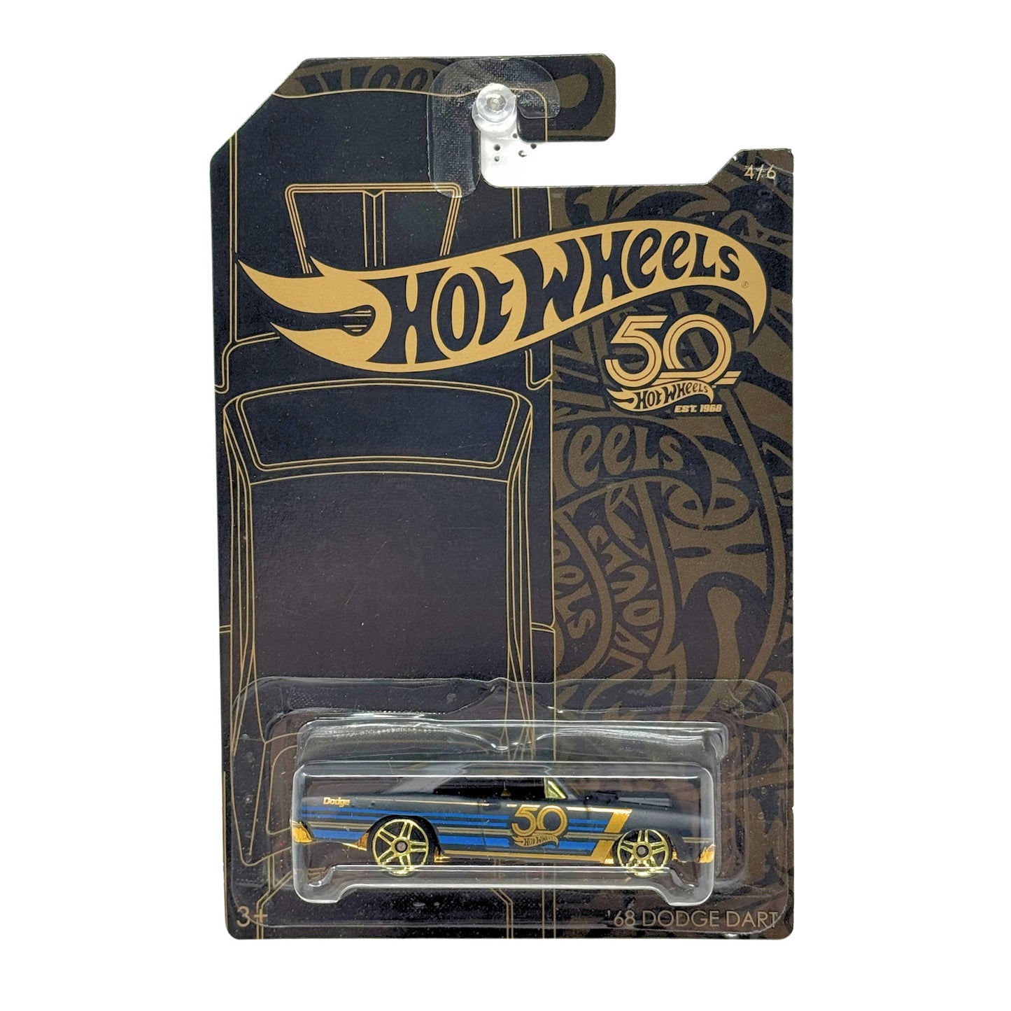 Hot Wheels 50th Anniversary Black & Gold 1968 Dodge Dart 1:64 Diecast Black