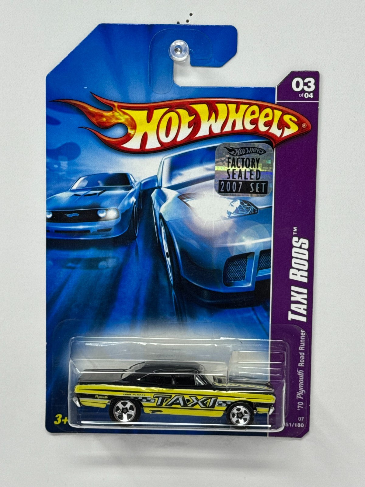 Hot Wheels Taxi Rods 1970 Plymouth Road Runner Taxi 1:64 Diecast Factory Sealed