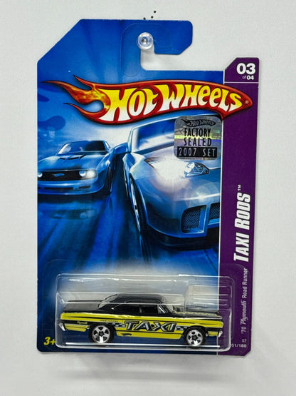 Hot Wheels Taxi Rods 1970 Plymouth Road Runner Taxi 1:64 Diecast Factory Sealed