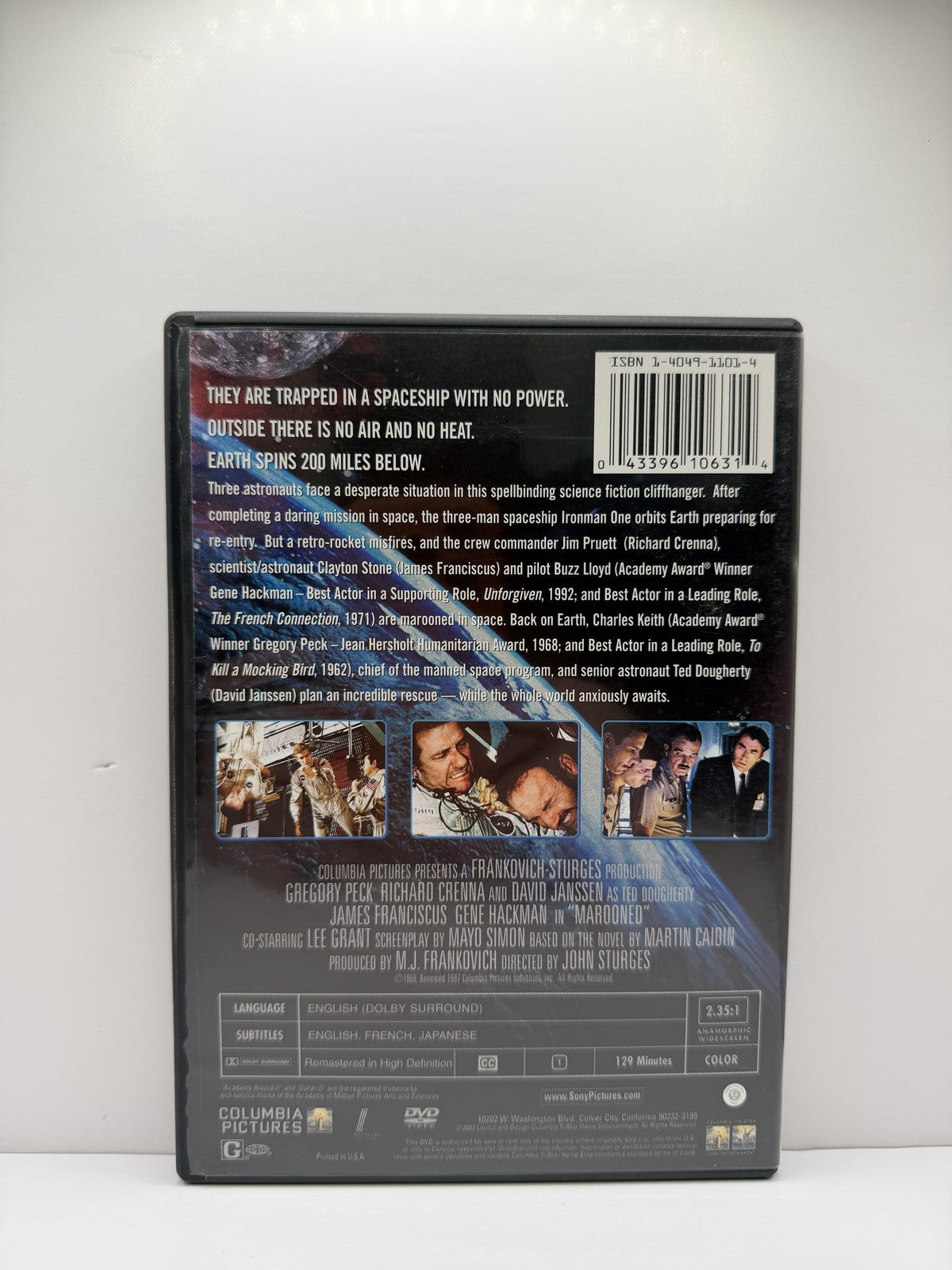 Marooned (DVD) Gregory Peck Gene Hackman Sci-Fi Drama