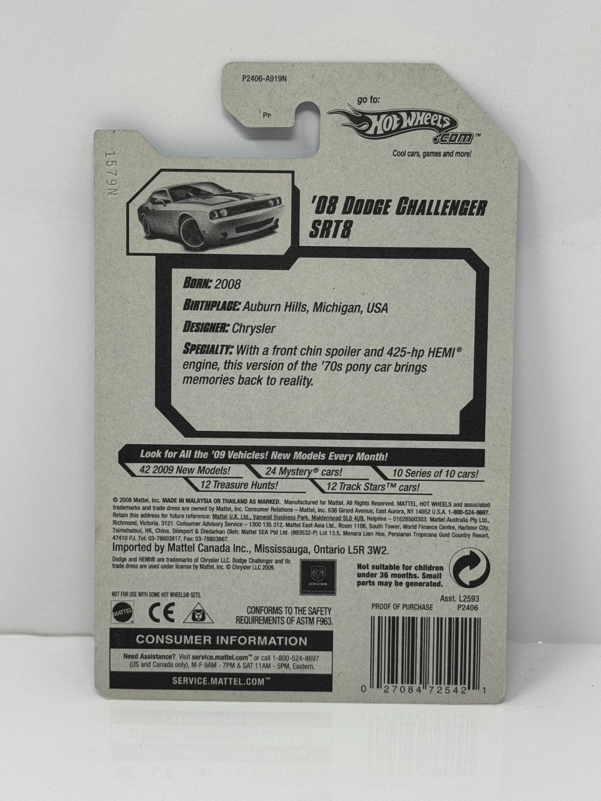 Hot Wheels Muscle Mania 2009 Dodge Challenger SRT8 1:64 Diecast Green Redline