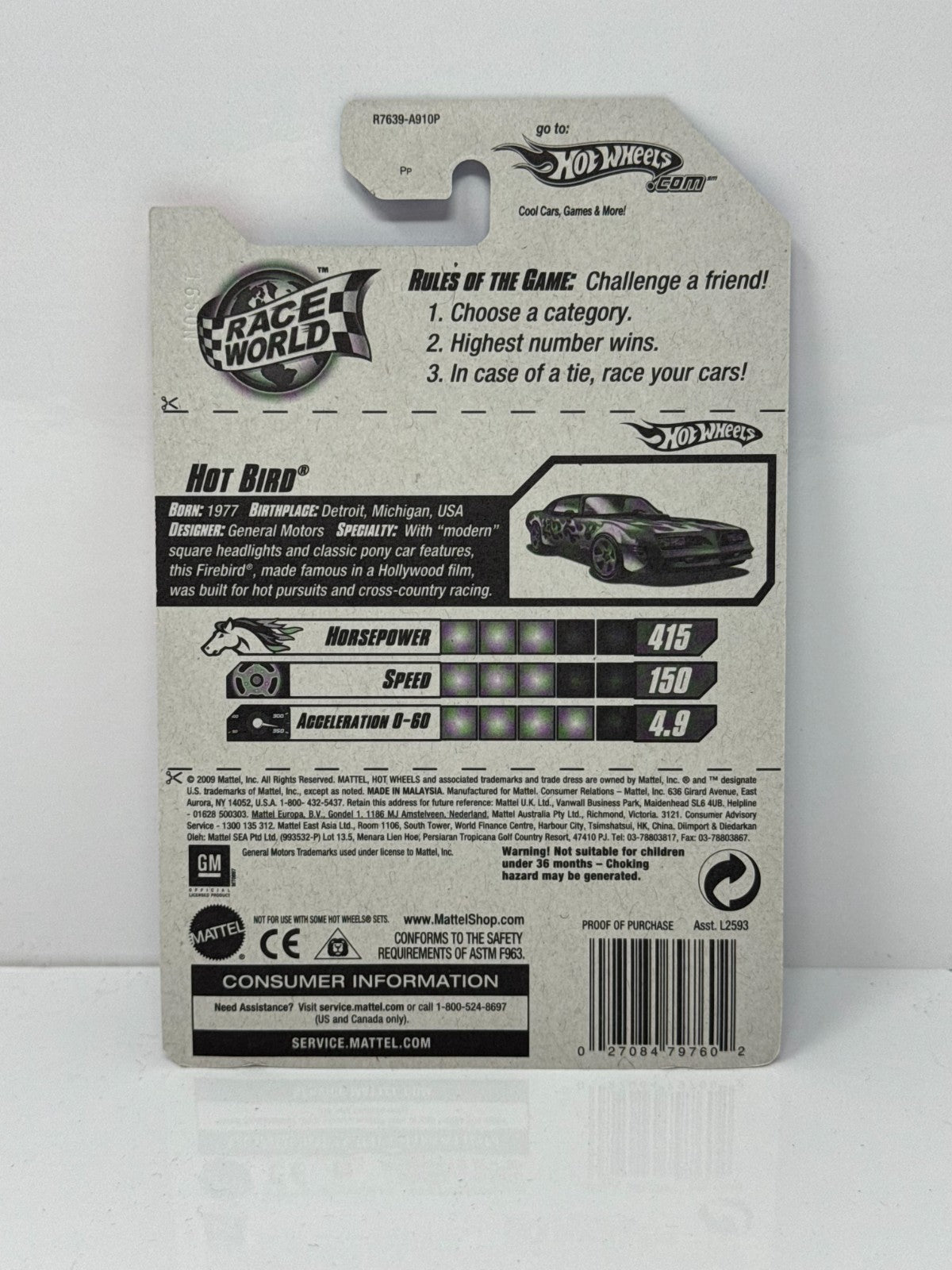 Hot Wheels Race World Hot Bird 1:64 Diecast Factory Sealed
