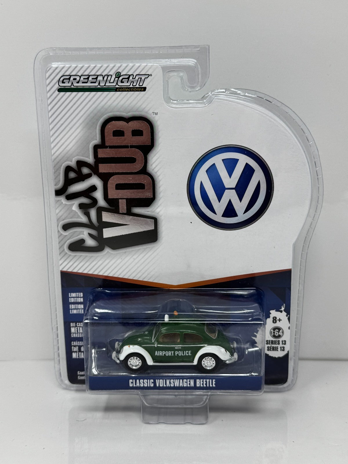 Greenlight Club V-Dub Classic Volkswagen Beetle Airport Police 1:64 Diecast