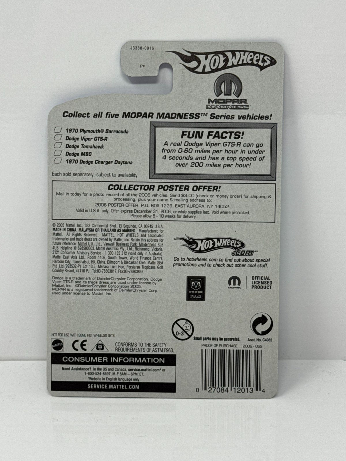 Hot Wheels Mopar Madness Dodge Viper GTS-R Yellow 1:64 Diecast Factory Sealed