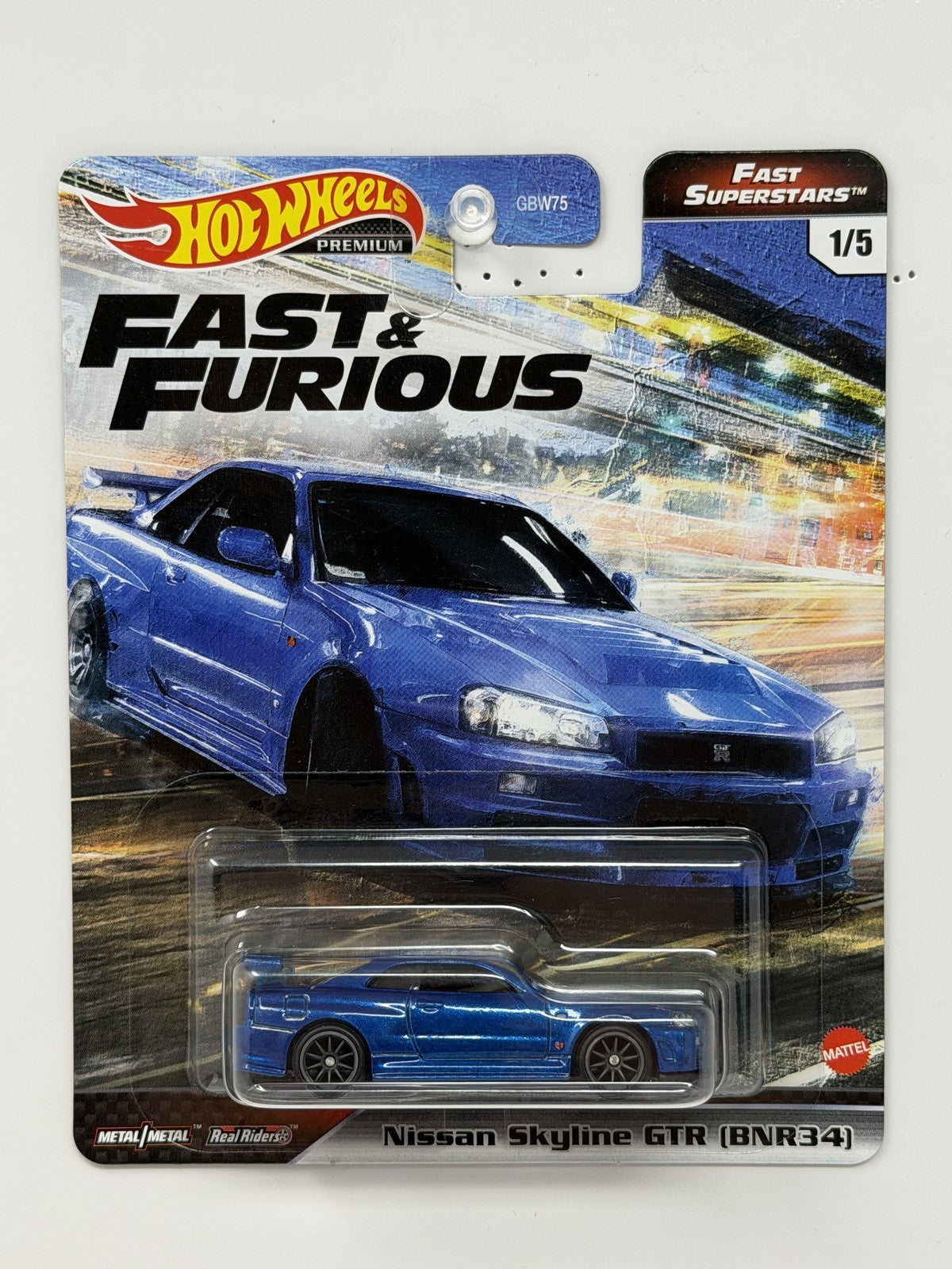 Hot Wheels Premium Fast & Furious Nissan Skyline GT-R (BNR34) 1:64 Diecast Blue