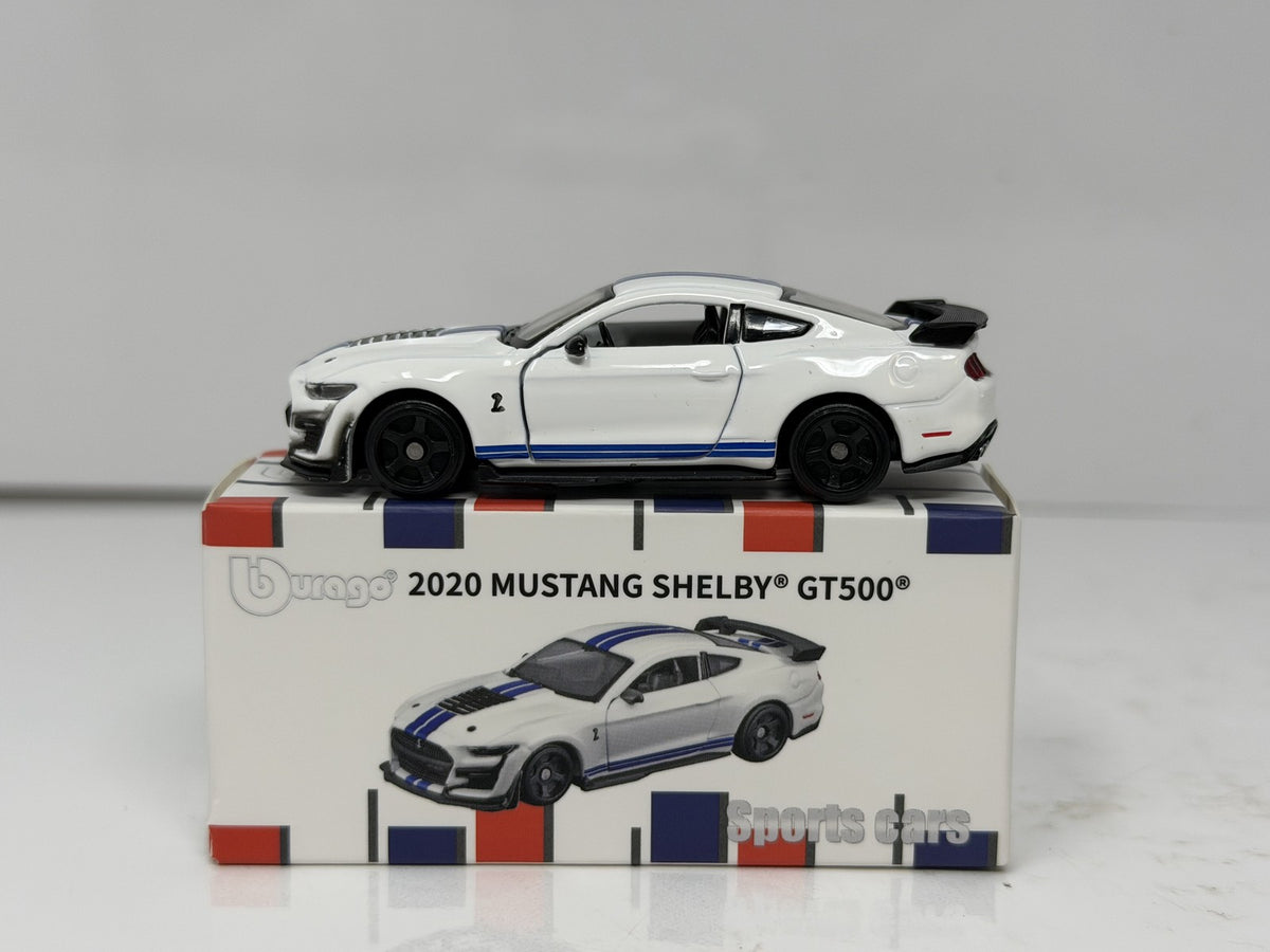 Bburago 2020 Ford Mustang Shelby GT500 White 1:64 Diecast