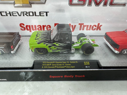 M2 Machines Square Body Truck Chevrolet GMC 3 Truck Set 1:64 Diecast