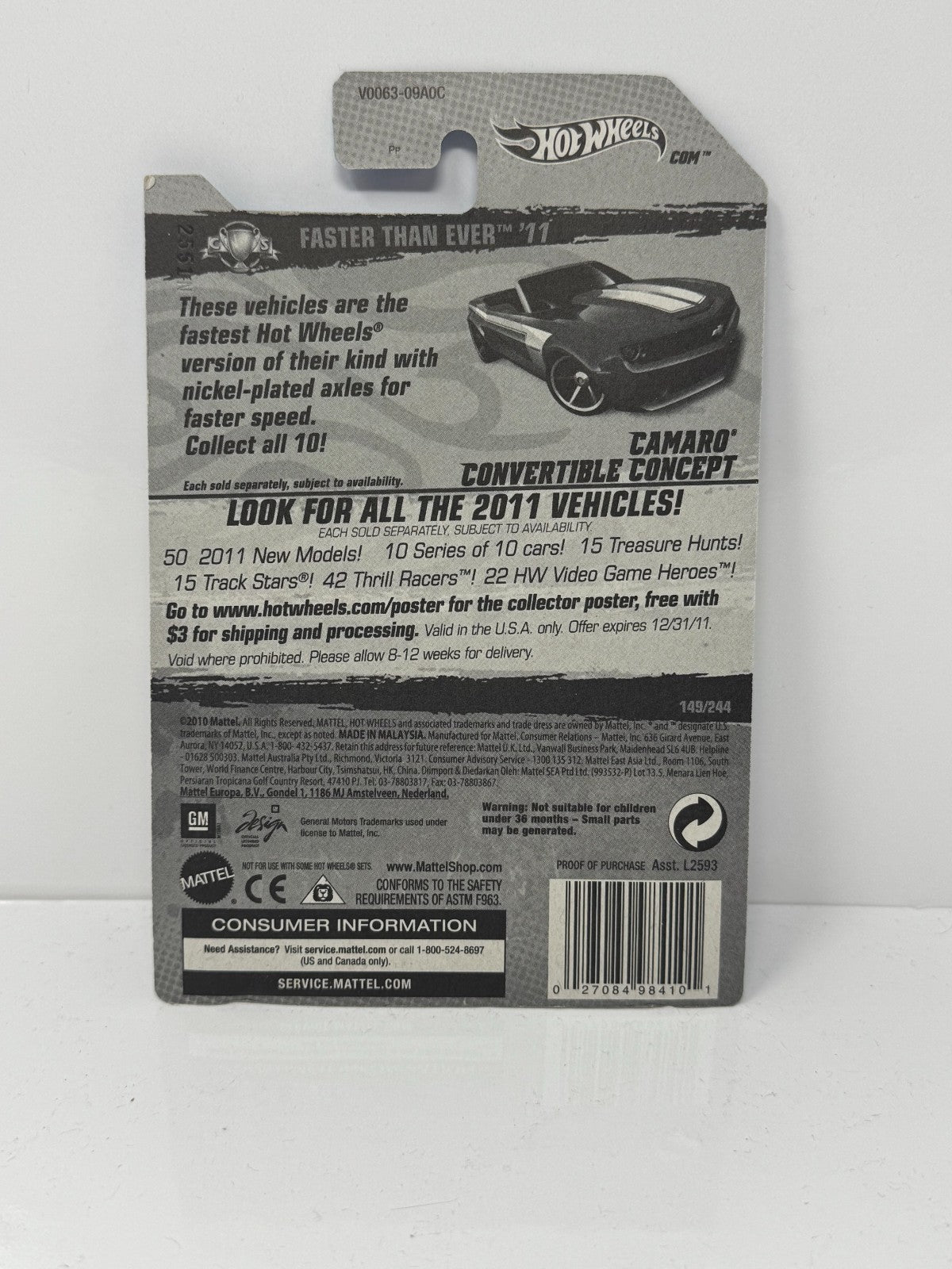 Hot Wheels Faster Than Ever Chevy Camaro Concept 1:64 Diecast Factory Sealed