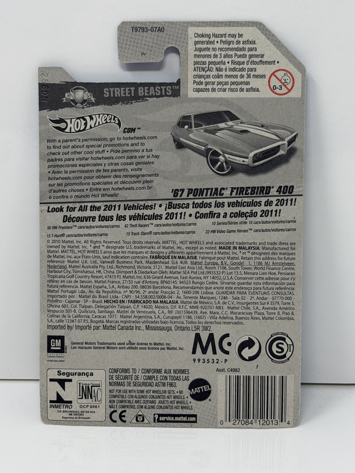 Hot Wheels Street Beasts 1967 Pontiac Firebird 400 1:64 Diecast Blue