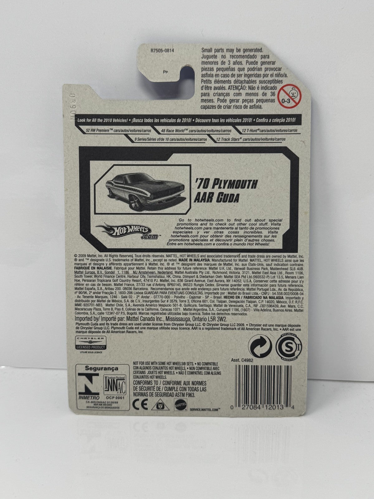 Hot Wheels Muscle Mania 1970 Plymouth AAR Cuda 1:64 Diecast White