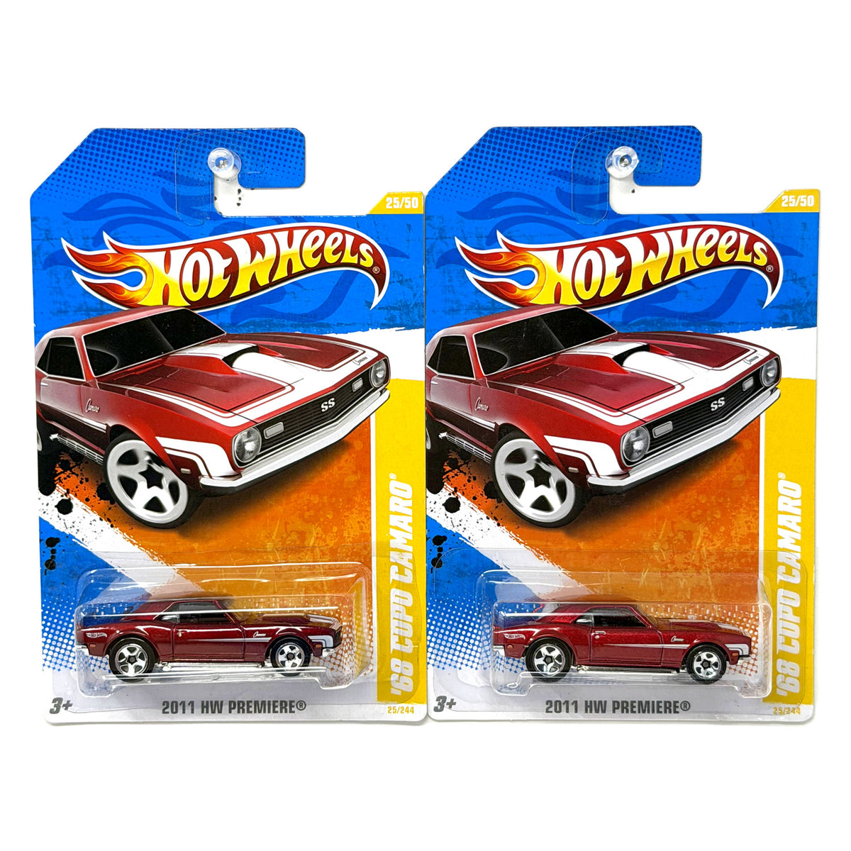 Hot Wheels HW Premiere 1968 COPO Camaro 1:64 Diecast two Different Red colors