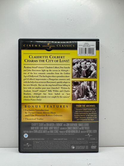 Midnight (DVD) Claudette Colbert Classic Comedy