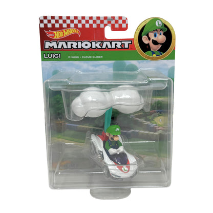Hot Wheels Mario Kart Luigi P-Wing + Cloud Glider 1:64 Diecast
