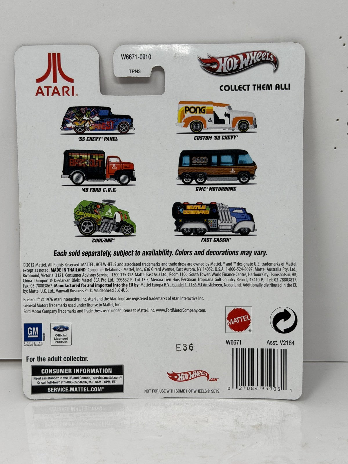 Hot Wheels Atari Breakout 1949 Ford C.O.E. 1:64 Diecast Real Riders