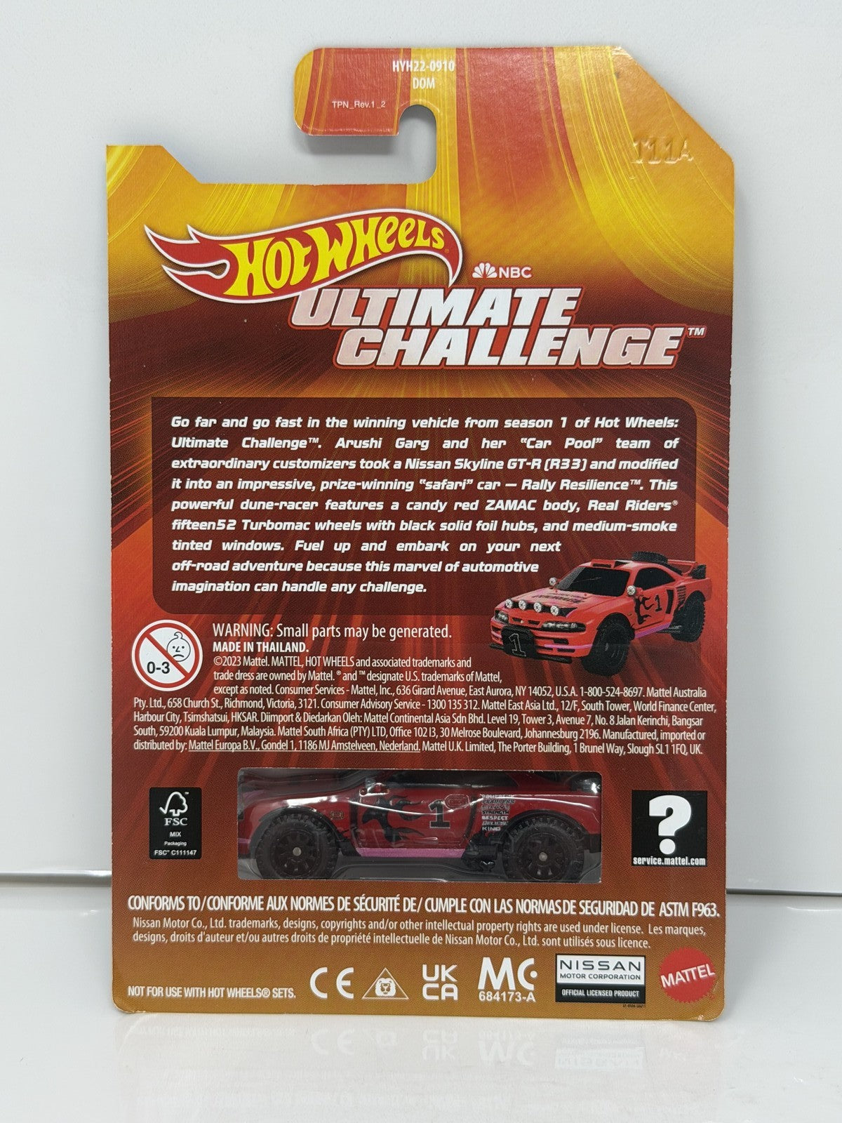 Hot Wheels Ultimate Challenge Rally Resilience Nissan Skyline R33 Diecast