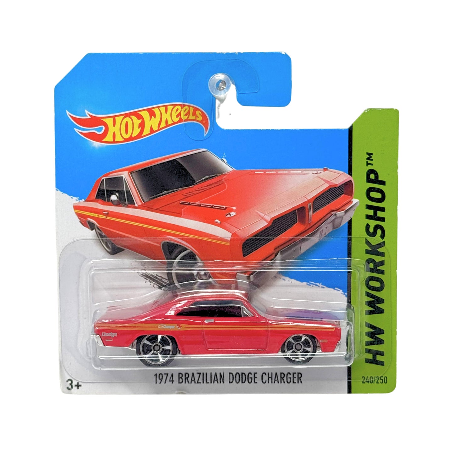 Hot Wheels Workshop 1974 Brazilian Dodge Charger 1:64 Diecast Short Card Red