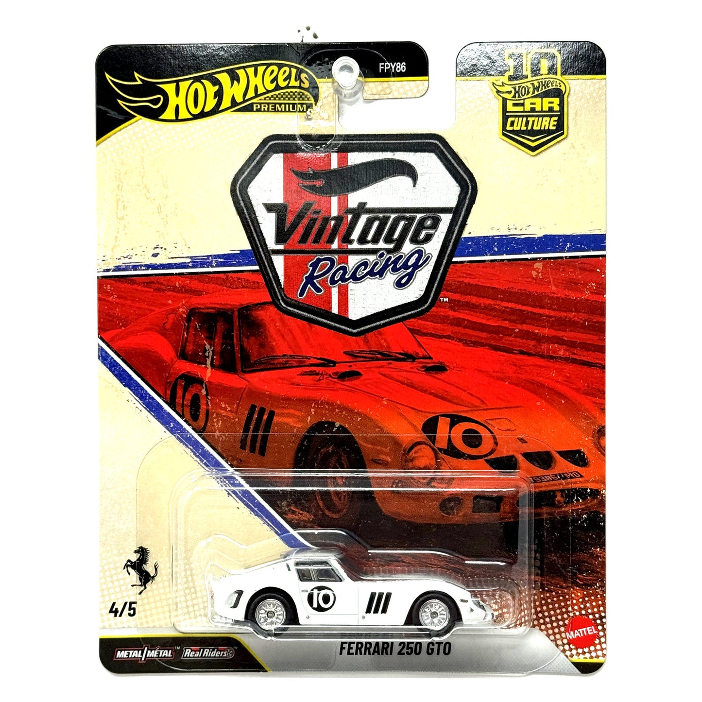 Hot Wheels Premium Vintage Racing Ferrari 250 GTO 1:64 Diecast White