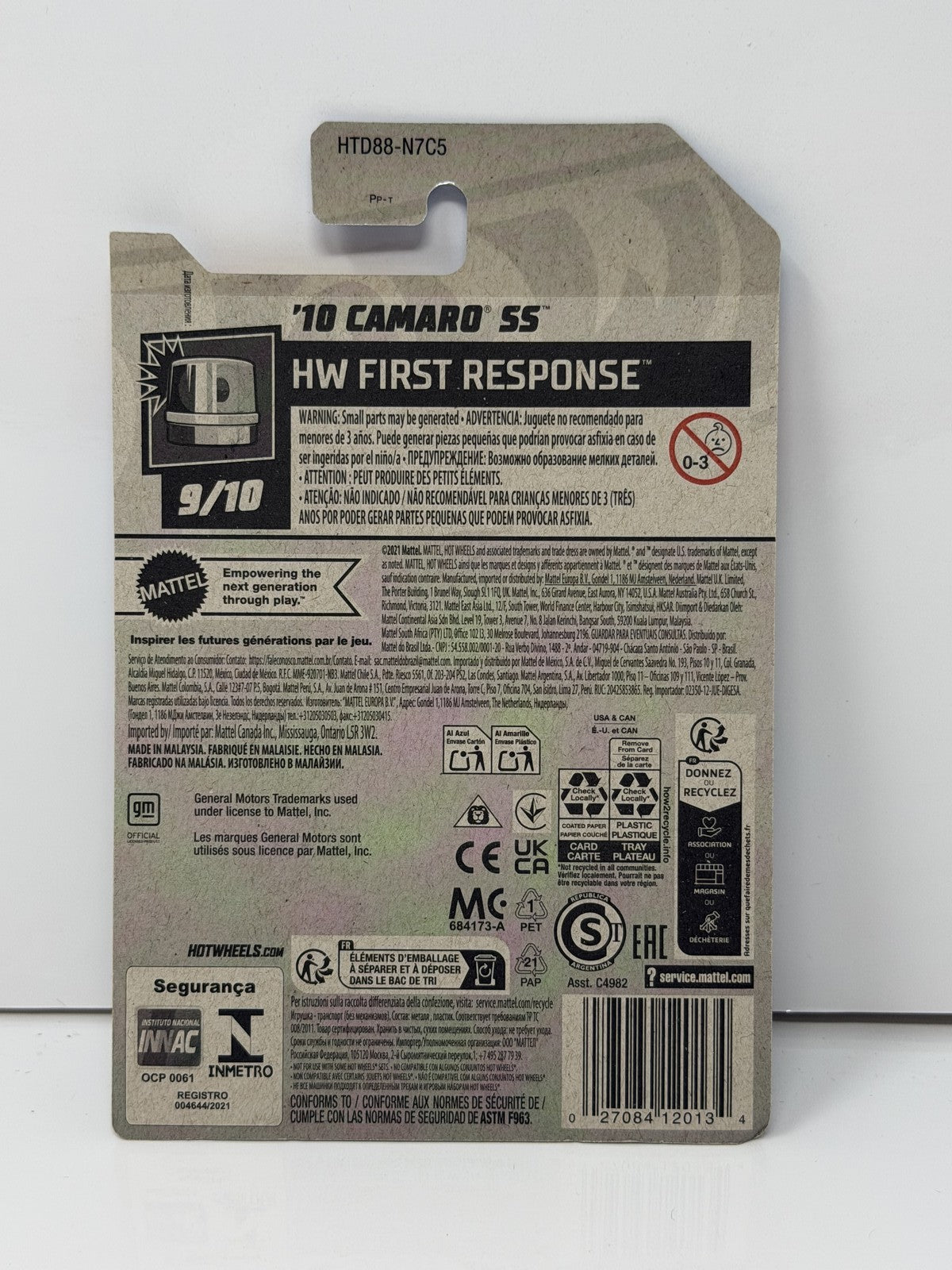 Hot Wheels HW First Response 2010 Chevrolet Camaro SS 1:64 Diecast White