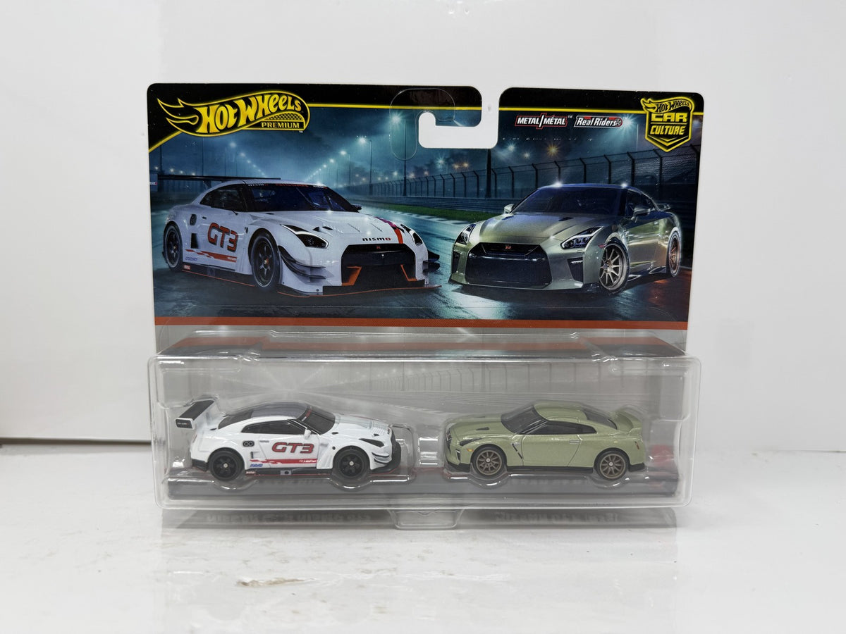 Hot Wheels Premium Nissan GT-R Nismo GT3 & GT-R R35 2-Pack 1:64 Diecast