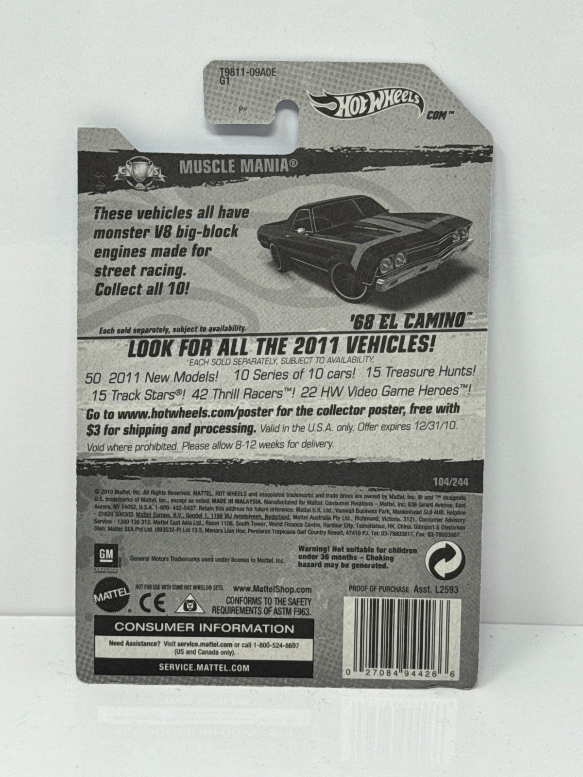 Hot Wheels Muscle Mania 1968 Chevy El Camino 1:64 Diecast Factory Sealed