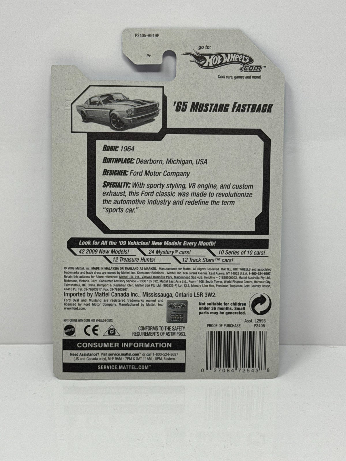 Hot Wheels Muscle Mania 1965 Ford Mustang Fastback 1:64 Diecast Factory Sealed