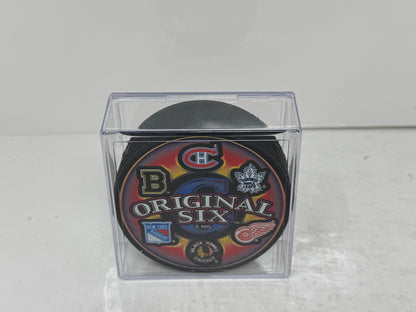 Original Six NHL Team Logo Hockey Puck Collection with Bonus Puck – 6 Teams