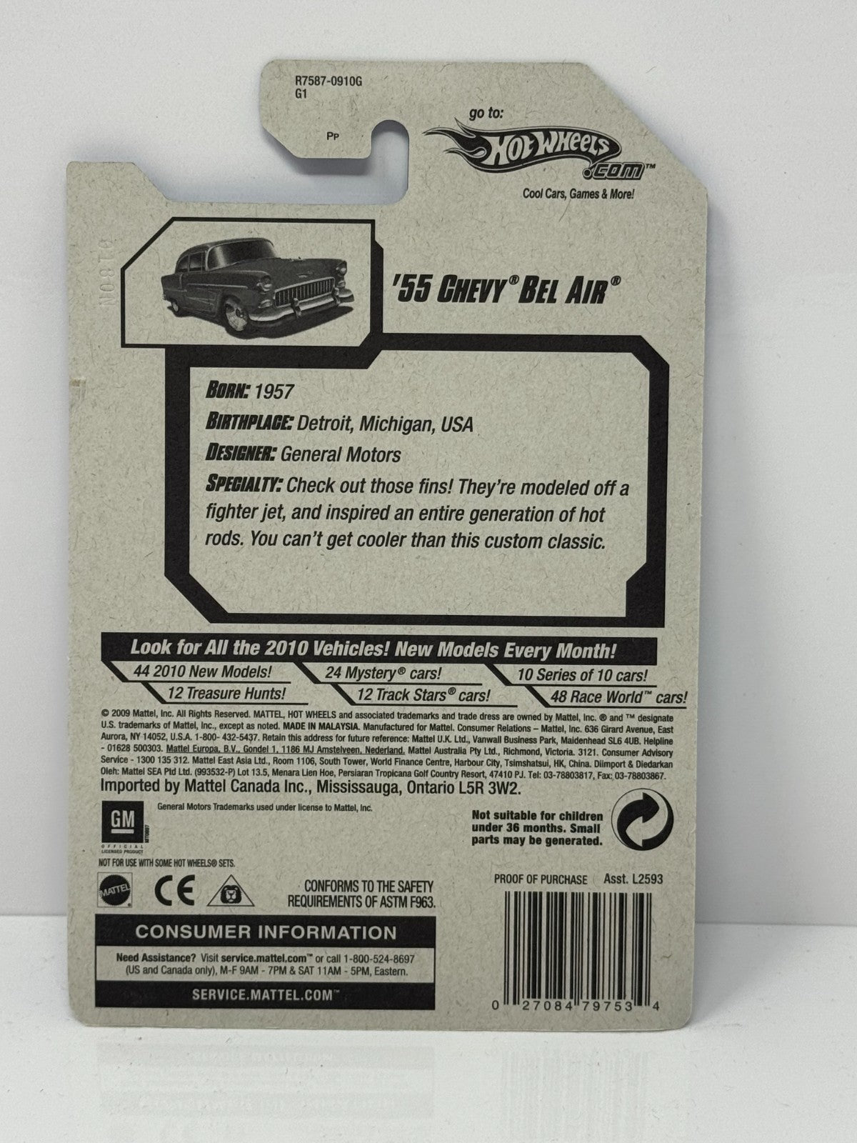 Hot Wheels Hot Auction ’10 1955 Chevy Bel Air 1:64 Diecast Factory Sealed