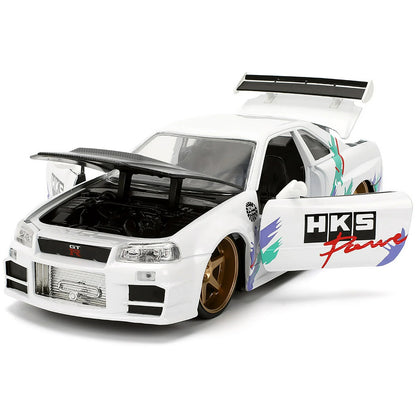 Jada 2002 Nissan Skyline GT-R R34 HKS Power JDM Tuners 1:24 Diecast Cardon Hood