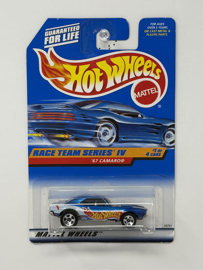 Hot Wheels Race Team Series IV 1967 Chevrolet Camaro 1:64 Diecast Blue USA Card