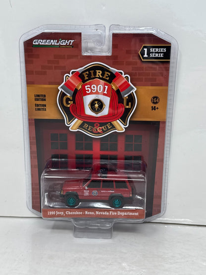 Greenlight Fire & Rescue 1990 Jeep Cherokee CHASE 1:64 Diecast