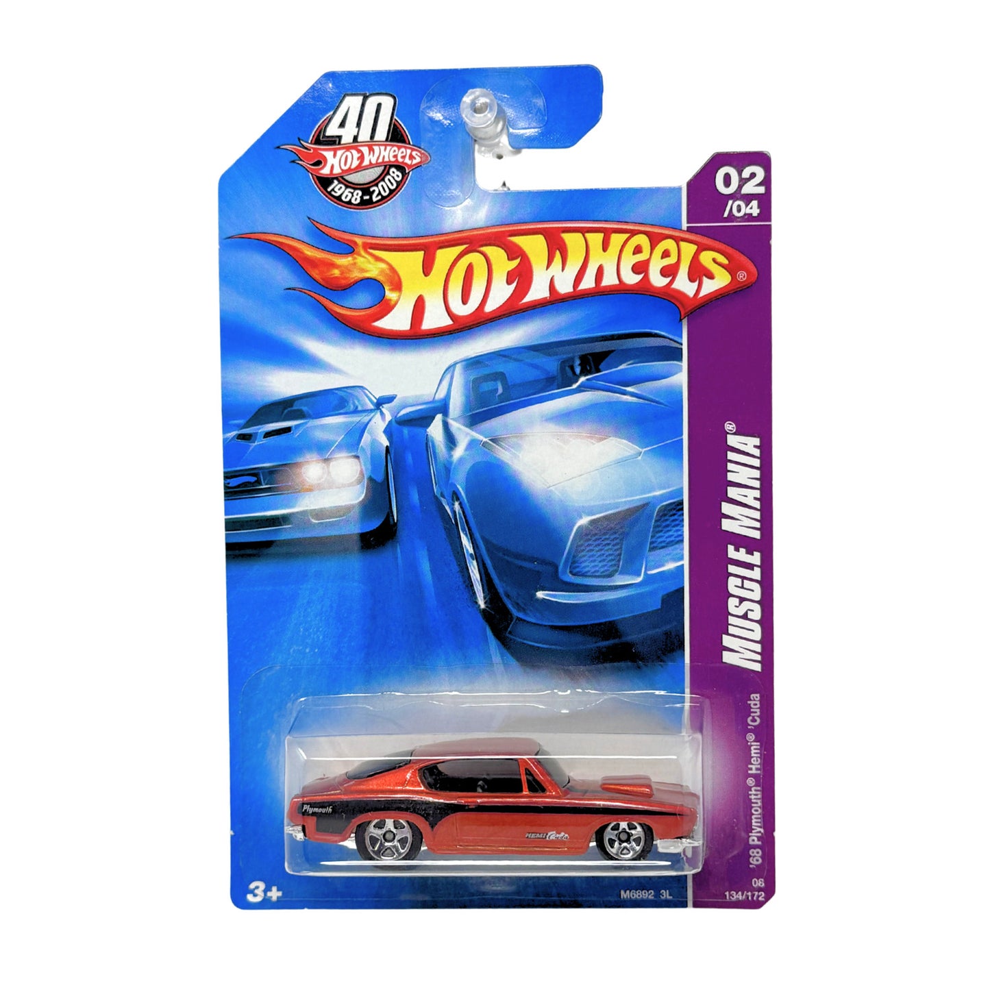 Hot Wheels Muscle Mania 1968 Plymouth Hemi Cuda 1:64 Diecast Red