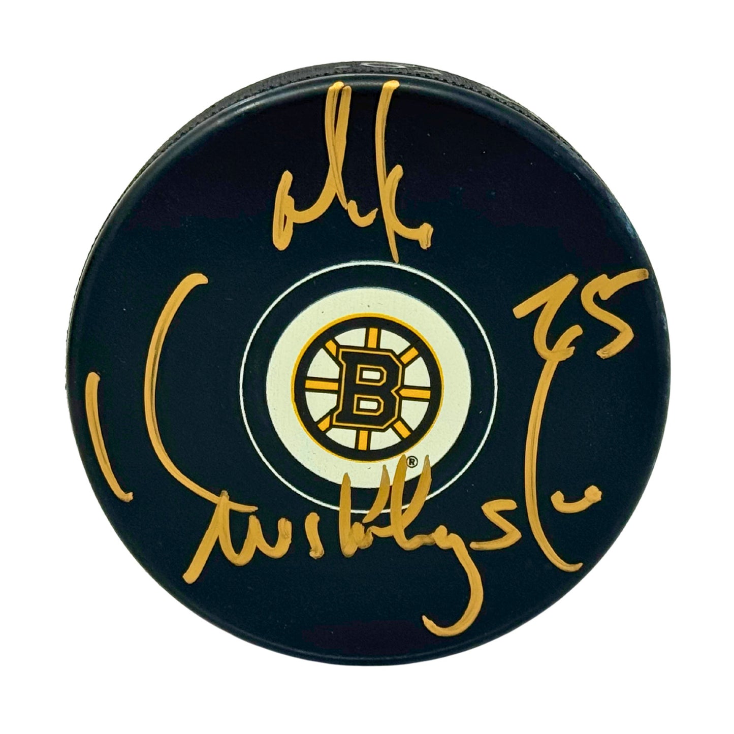 Mike Krushelnyski Boston Bruins Signed NHL Autograph Puck Gold Auto