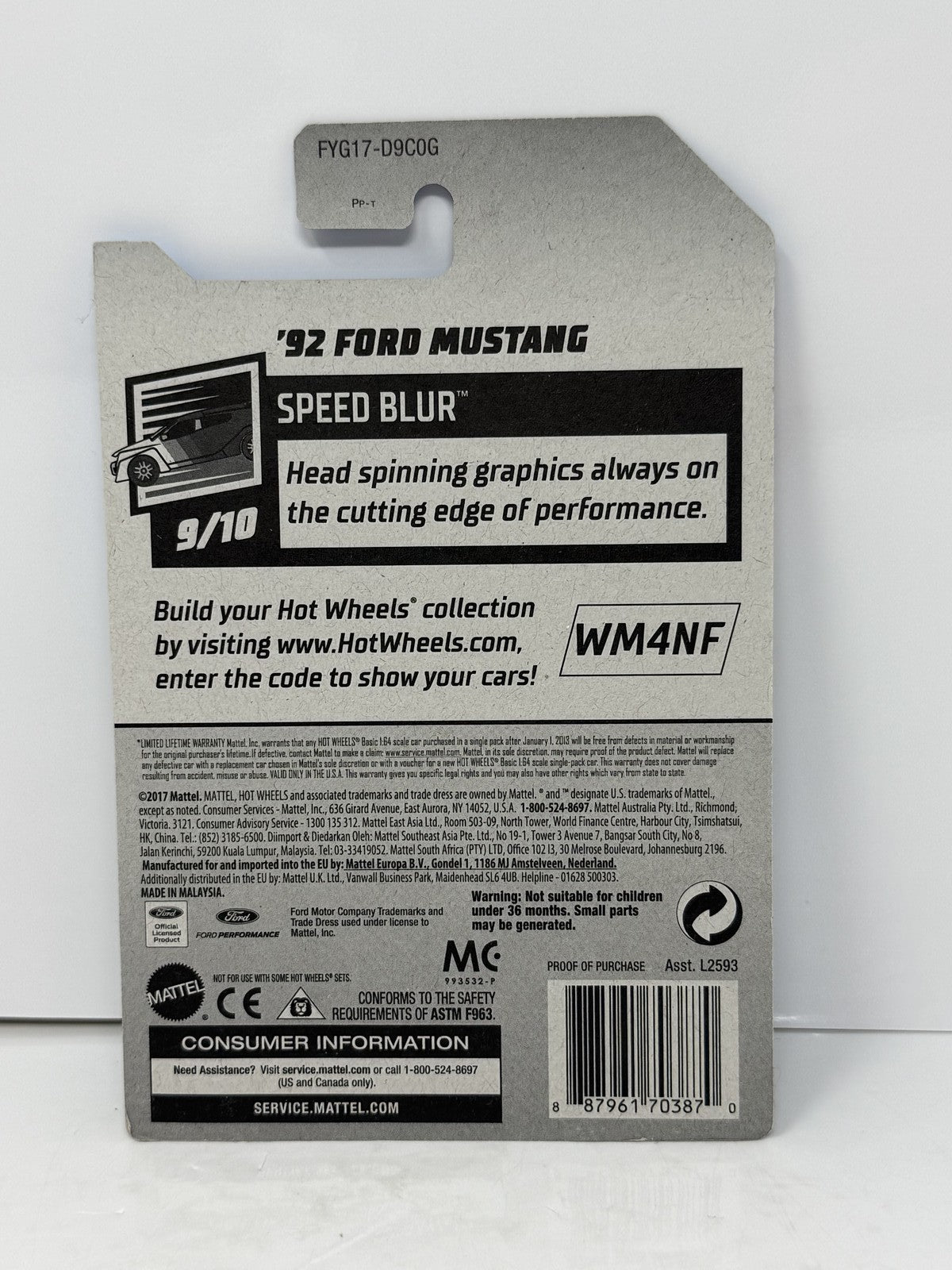 Hot Wheels Super Treasure Hunt 1992 Ford Mustang Speed Blur 1:64 Diecast STH