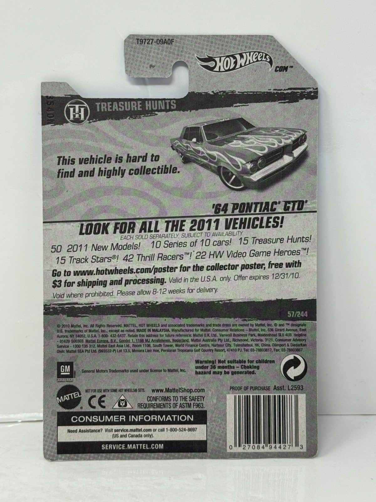Hot Wheels Treasure Hunt 1964 Pontiac GTO 1:64 Diecast