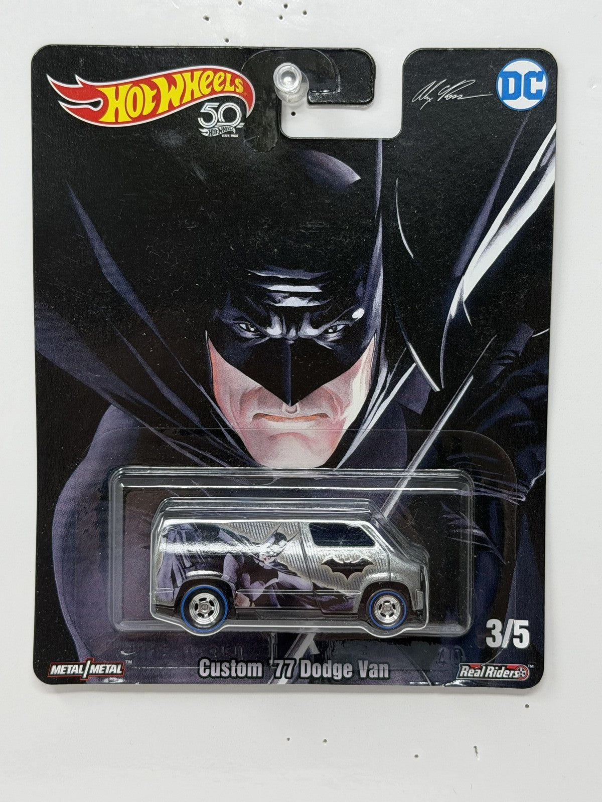 Hot Wheels DC Alex Ross Batman Custom 1977 Dodge Van 1:64 Diecast Real Riders