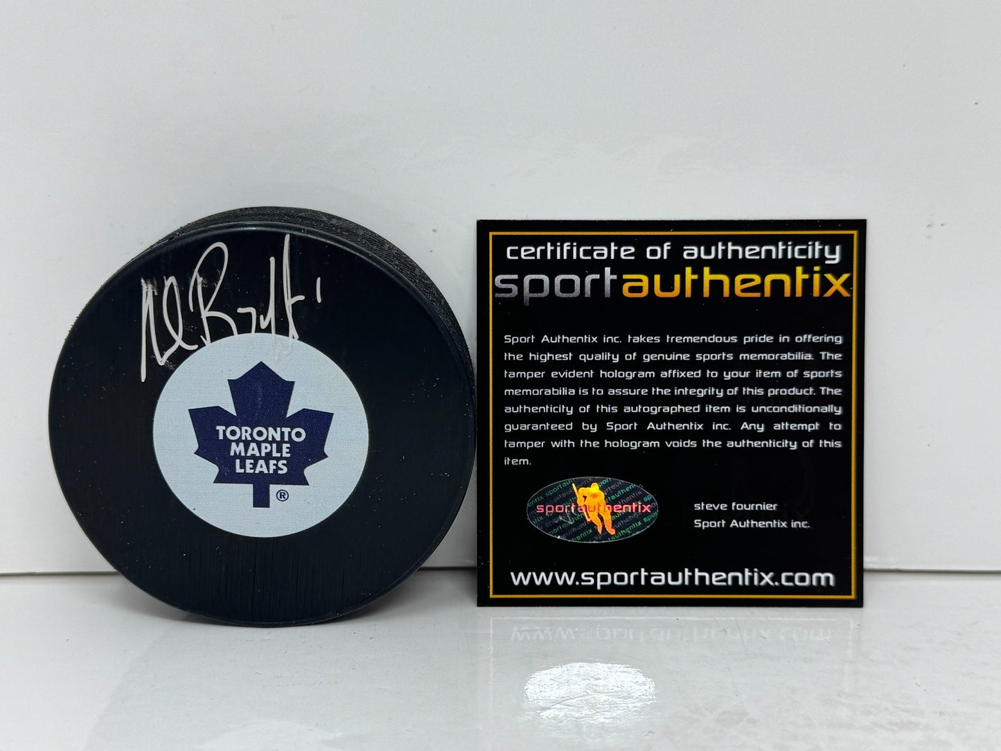 Andrew Raycroft Toronto Maple Leafs Signed NHL Autograph Puck Silver Auto