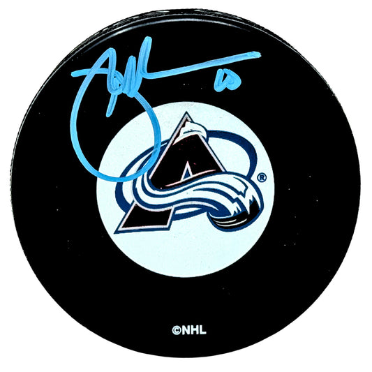 Brad May Colorado Avalanche Signed NHL Autograph Puck Blue Auto