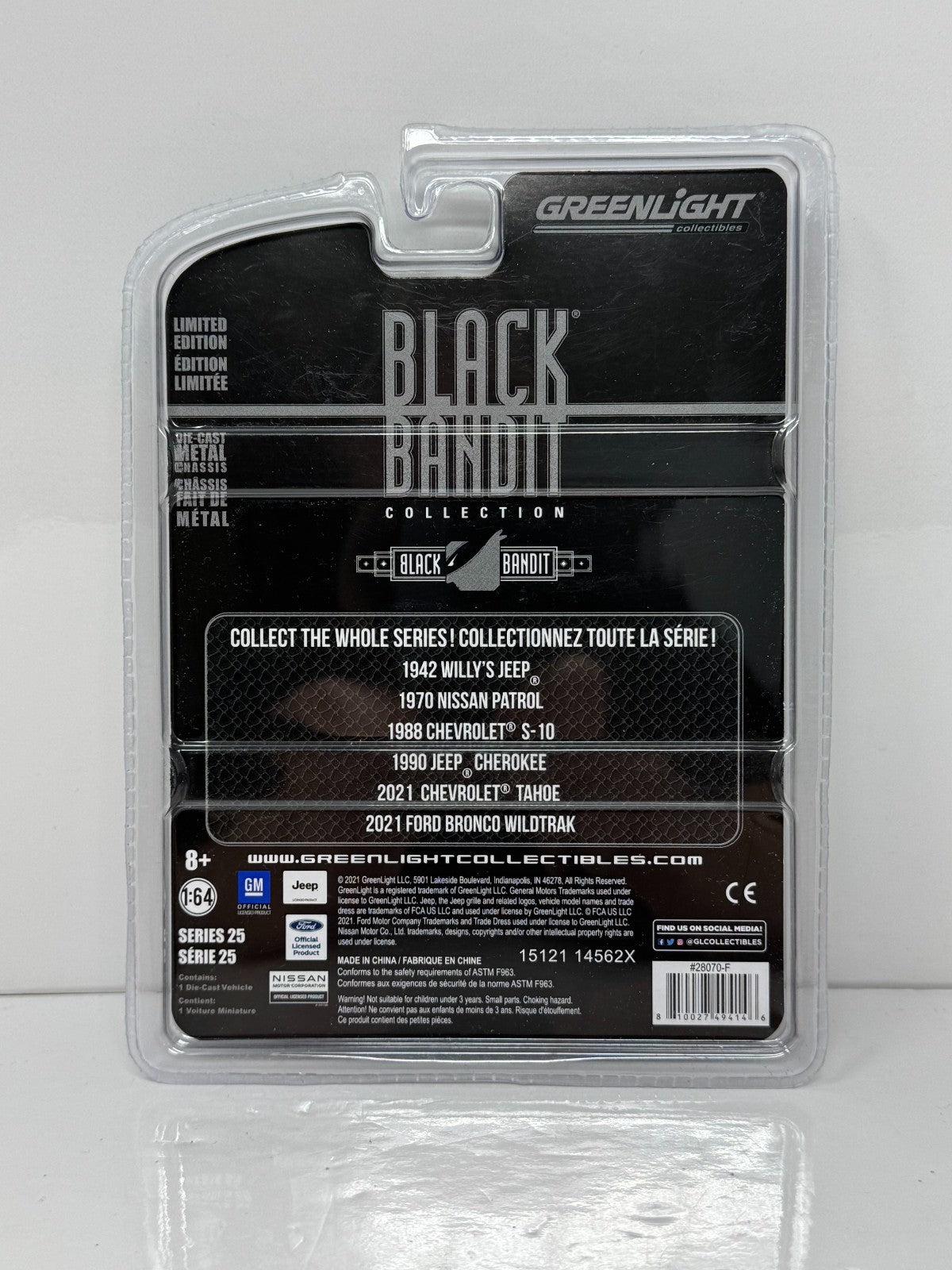 Greenlight Black Bandit Collection 2021 Ford Bronco Wildtrak 1:64 Diecast