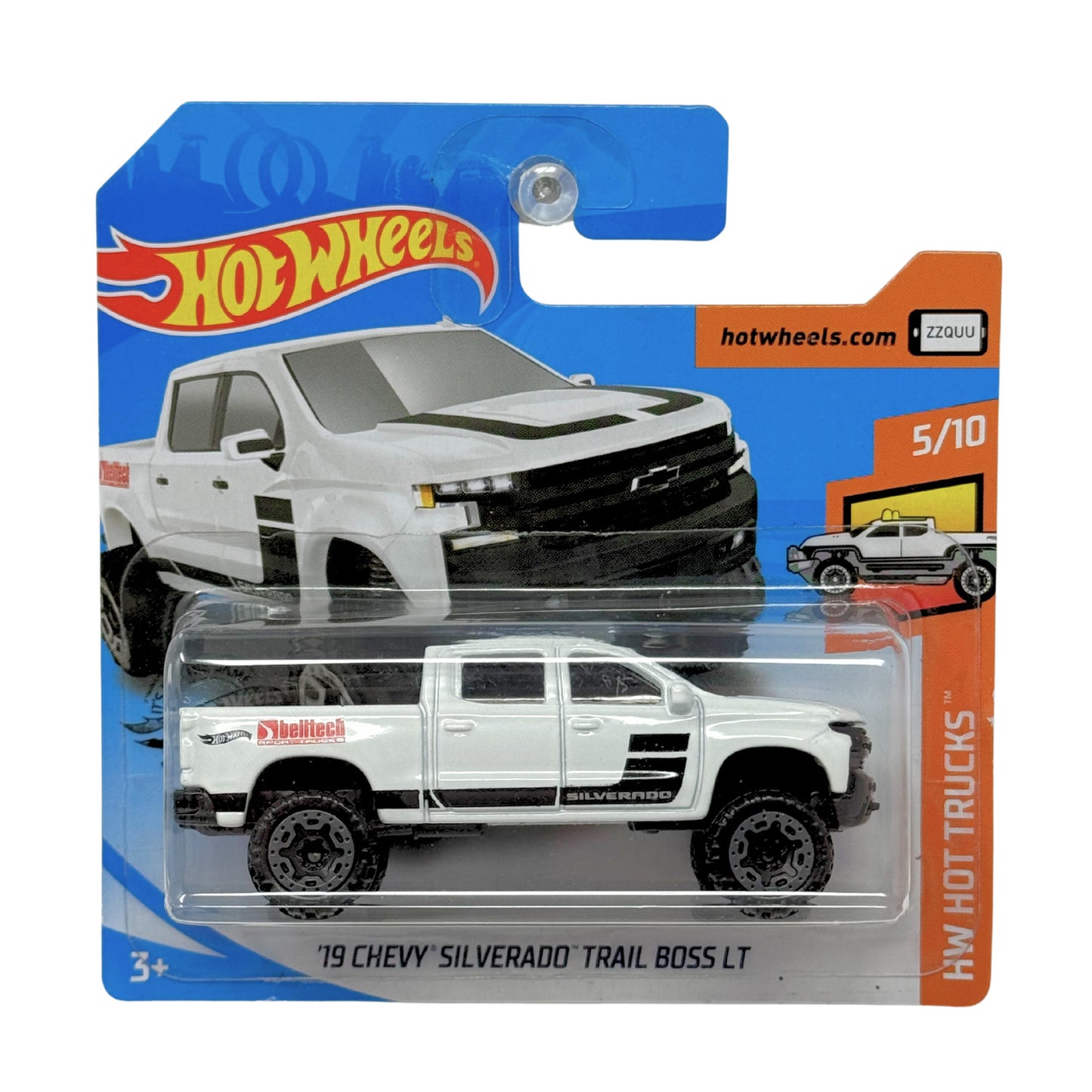 Hot Wheels Hot Trucks 2019 Chevy Silverado Trail Boss LT 1:64 Diecast Short Card