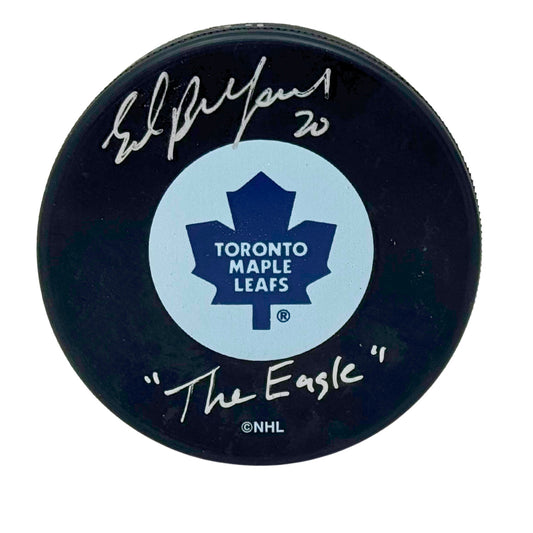 Ed Belfour Toronto Maple Leafs Signed NHL Autograph Puck Silver Auto