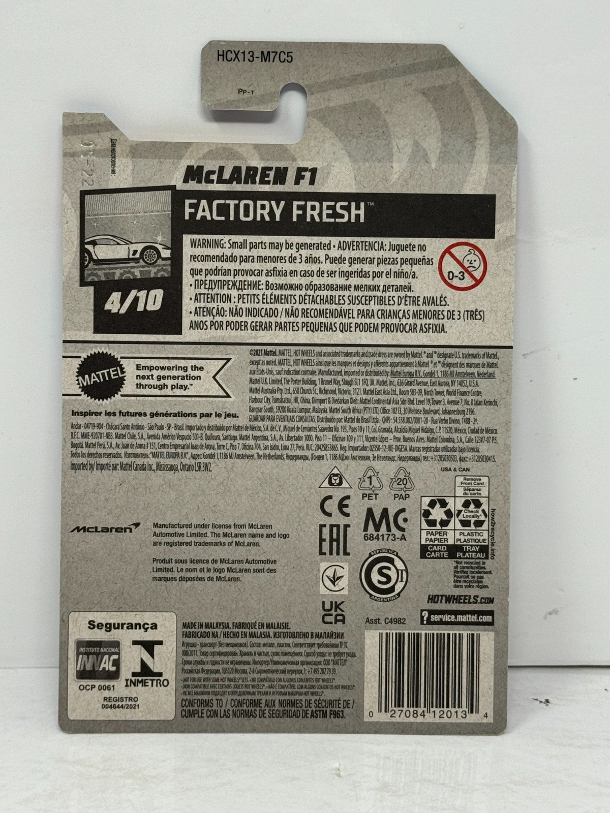 Hot Wheels Factory Fresh McLaren F1 1:64 Diecast Orange