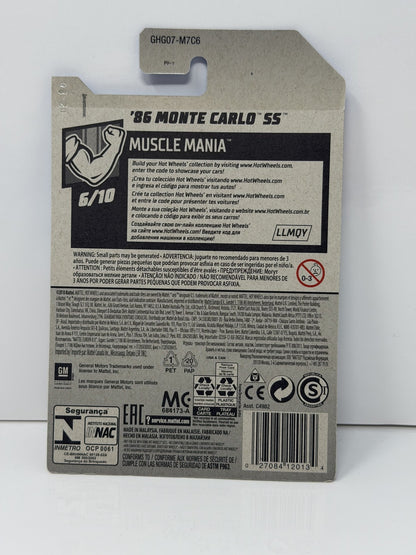 Hot Wheels Muscle Mania 1986 Chevrolet Monte Carlo SS 1:64 Diecast White