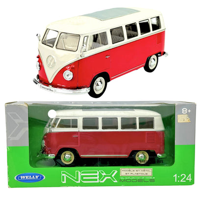 Welly Nex Models 1963 Volkswagen T1 Bus Red and White 1:24 Diecast