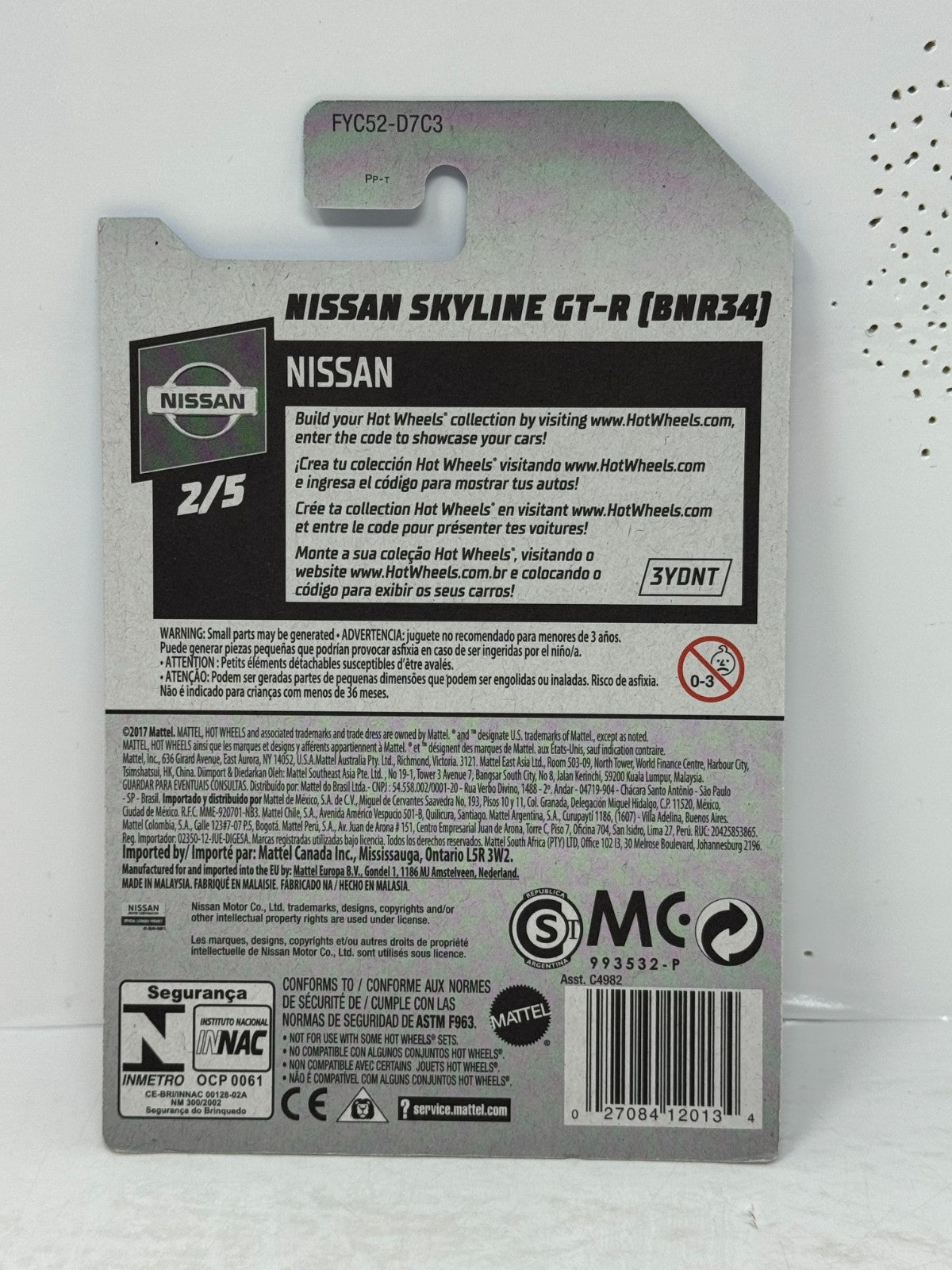 Hot Wheels Nissan Skyline GT-R BNR34 1:64 Diecast Green