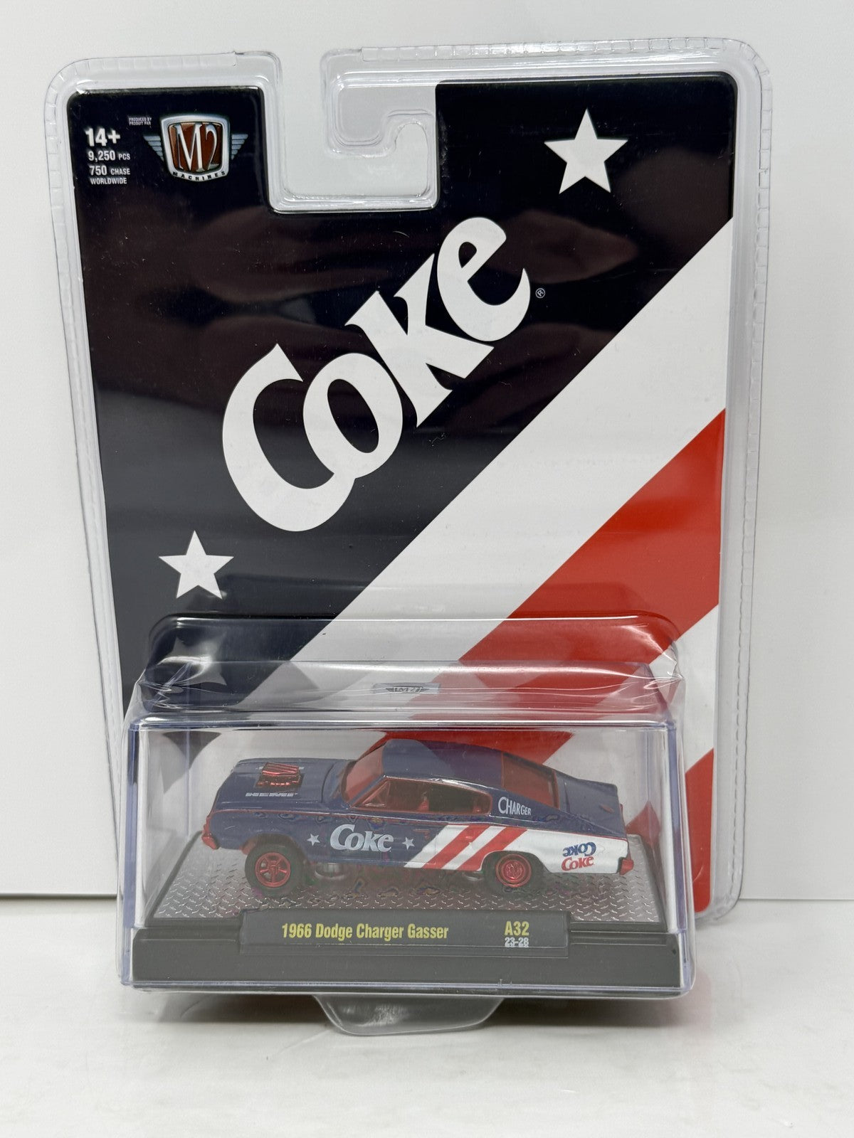 M2 Machines Coke 1966 Dodge Charger Gasser CHASE 1:64 Diecast Blue