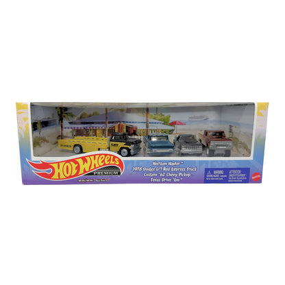 Hot Wheels Premium Pickup Trucks 4-Pack Collector Diorama Set 1:64 Diecast