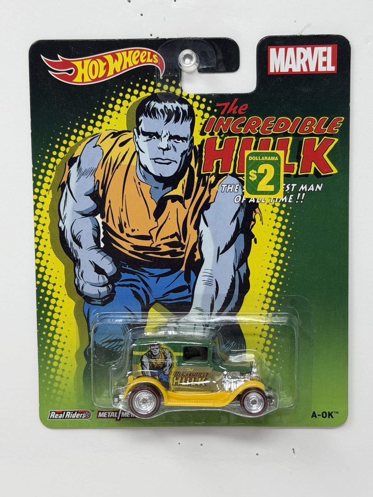 Hot Wheels Marvel Incredible Hulk A-OK 1:64 Real Riders