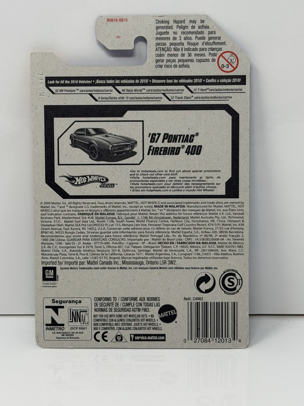 Hot Wheels 2010 HW Premiere 1967 Pontiac Firebird 400 1:64 Diecast Blue