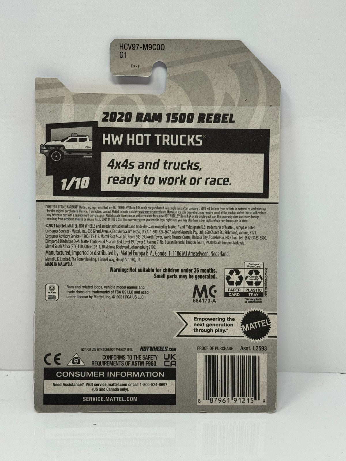 Hot Wheels Hot Trucks 2020 Ram 1500 Rebel 1:64 Diecast V2